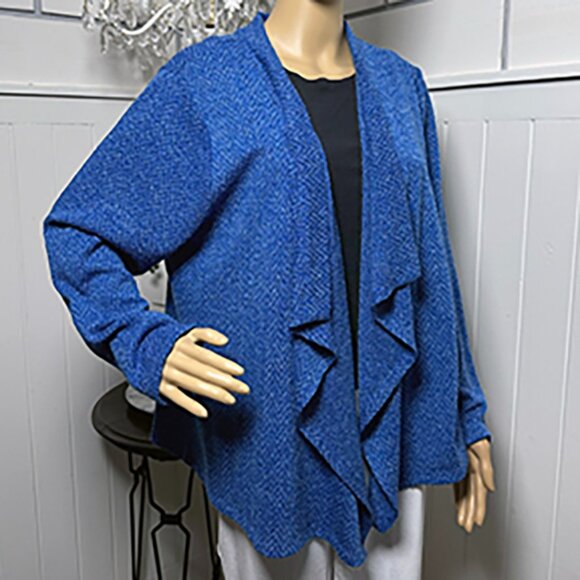 Blue Karl Lagerfeld Lightweight Drape Waterfall Open Front Jacket XL Dillards - Picture 1 of 6